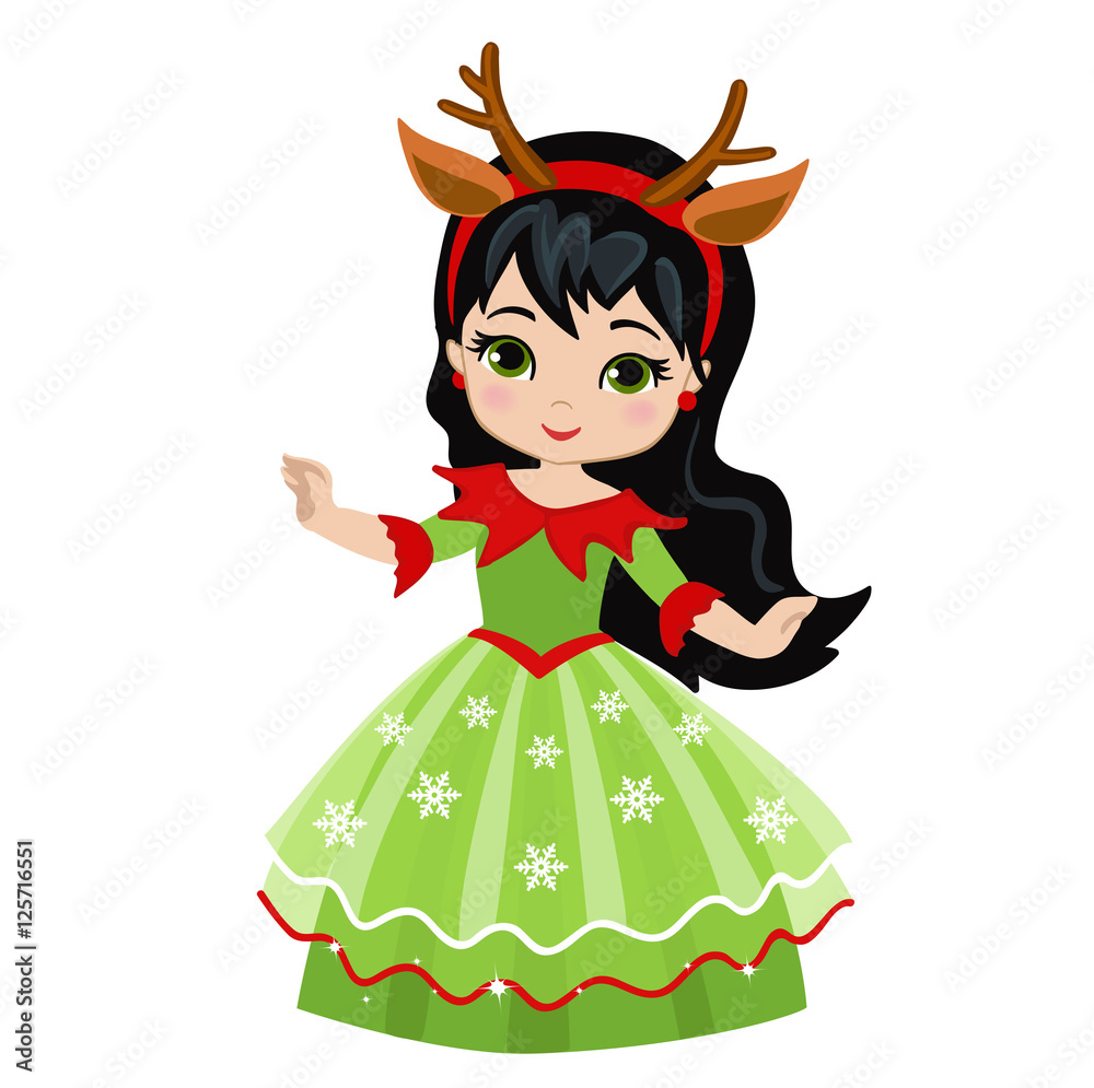 Fototapeta premium Illustration of beautiful winter christmas princess.
