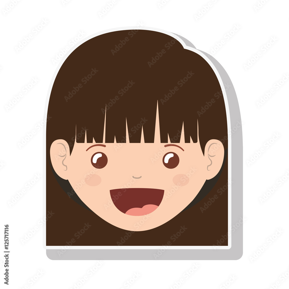 cartoon girl face smiling. happy kid icon. colorful and isolated design. vector illustration cartoon girl face smiling. happy kid icon. colorful and isolated design. vector illustration