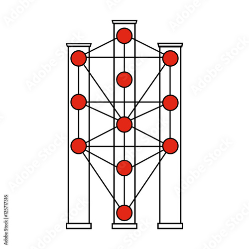 The Kabbalah Tree of Life vector icon symbol design. Illustration isolated on white background. Simplified sign. Main glyph of the Qabalists.
