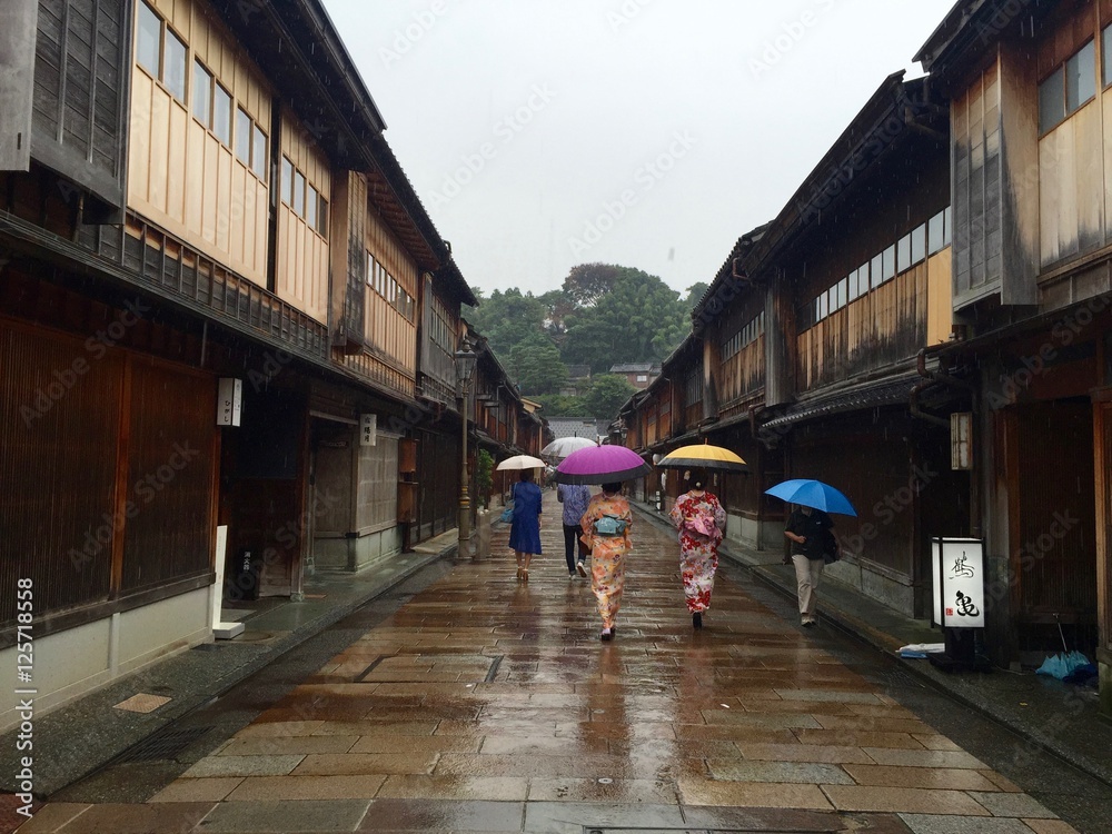 Obraz premium Walking under the rain