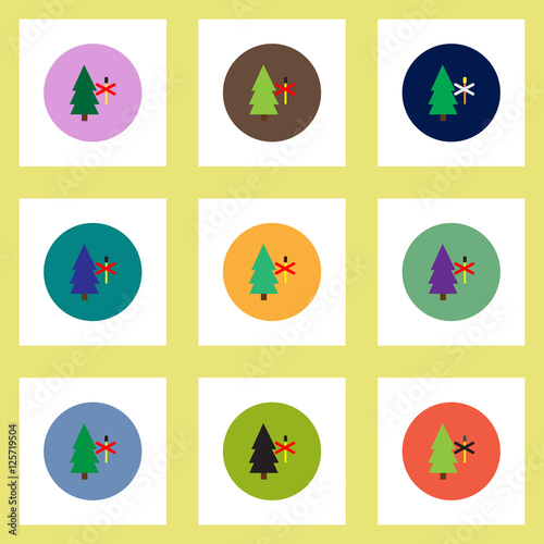 Collection of stylish vector icons in colorful circles forest fire ban