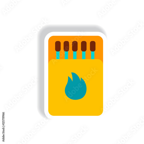 stylish icon in paper sticker style Matchbox and matches