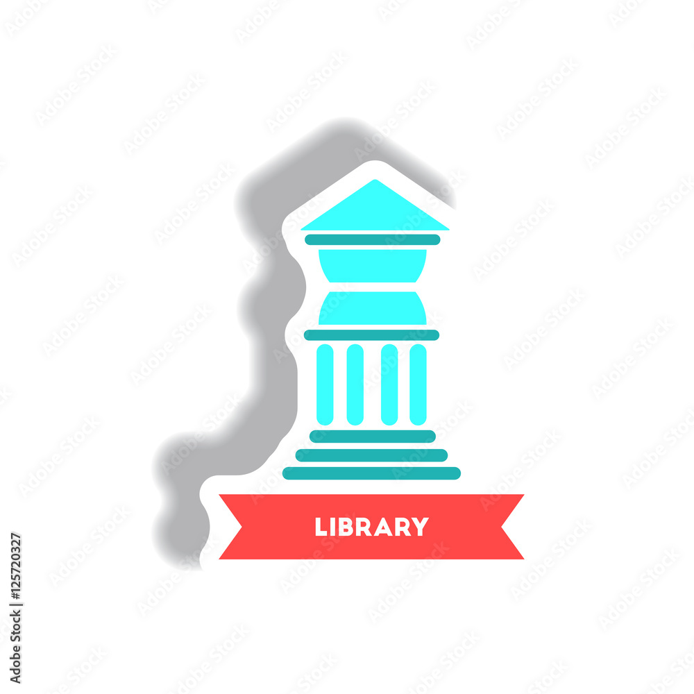stylish icon in paper sticker style building university library stylish icon in paper sticker style building university library