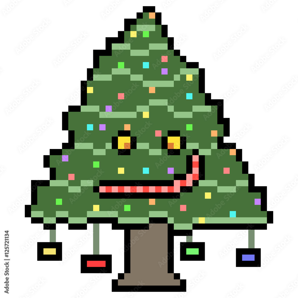 Pixel Art Christmas Tree Stock Illustration | Adobe Stock