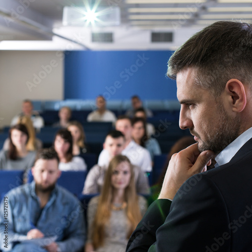 Academic teacher during conference