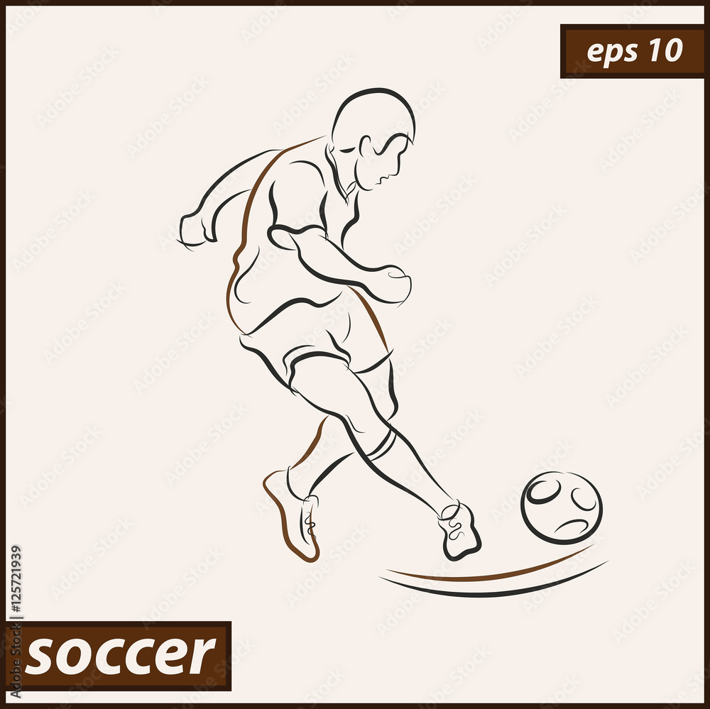 Fototapeta premium Vector illustration. Illustration shows a football player kicks the ball. Soccer