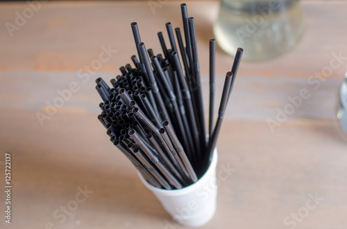 Set of black straw