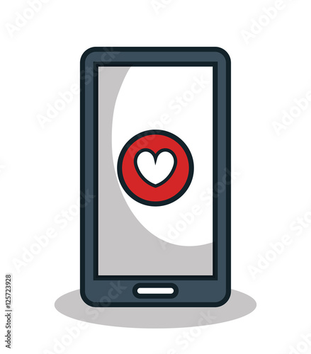 smartphone with heart app vector illustration design