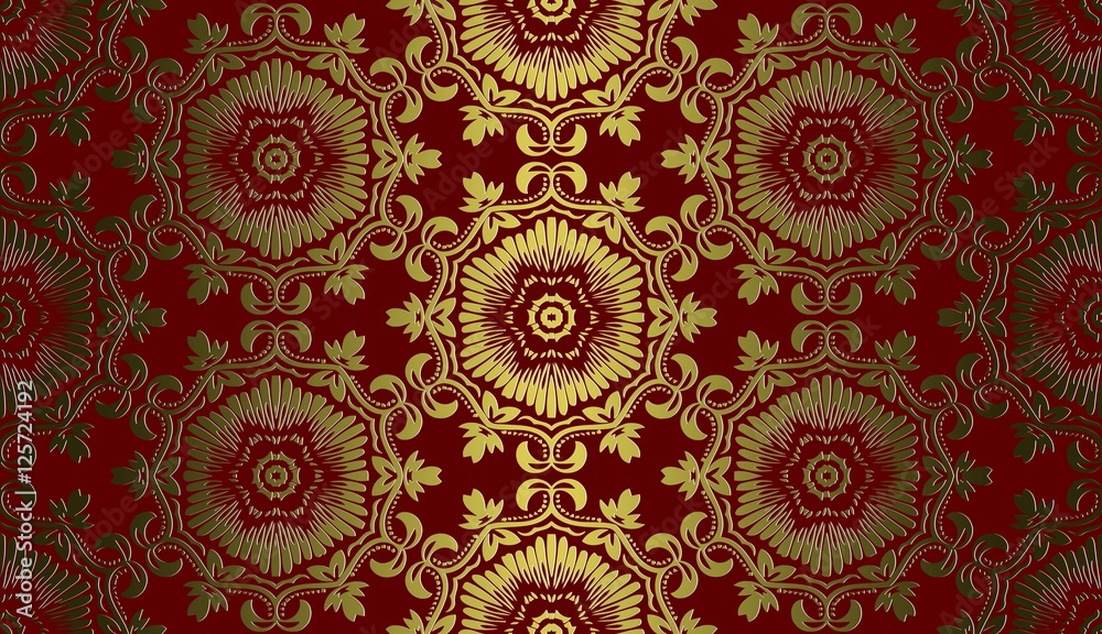 Vector seamless gold pattern ethnic style background. Vintage decorative texture