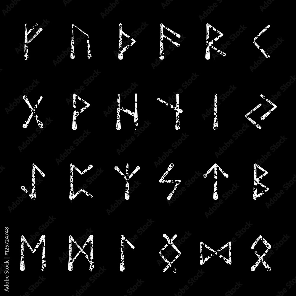 Runic alphabet white Runic alphabet white
