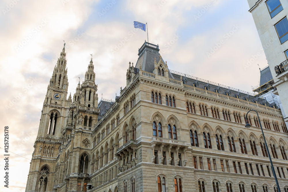 Obraz premium Vienna's Town Hall (Rathaus). The town hall also serves, in personal union, as Governor and Assembly (Landtag) of the State of Vienna. Austria.