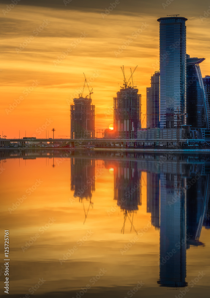 Naklejka premium Business bay of Dubai, UAE