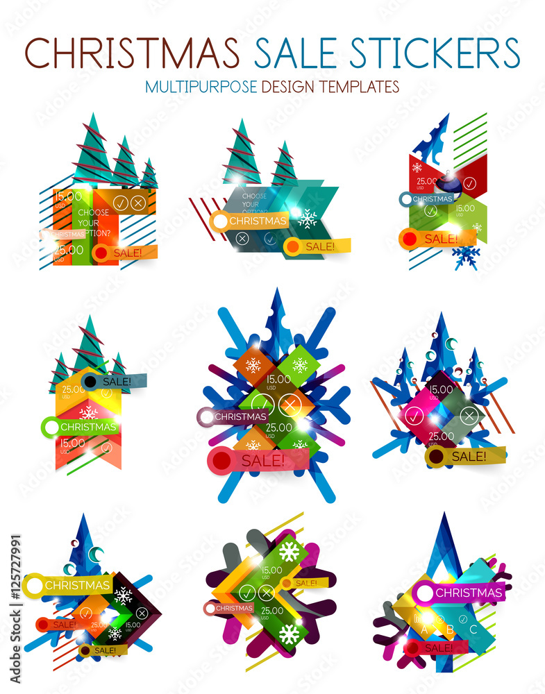 Obraz premium Vector Geometric Christmas Sale Stickers