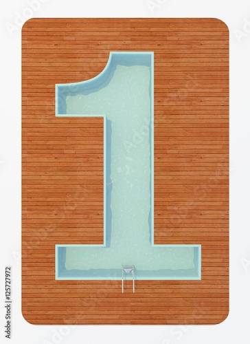 number one in the shape of the pool 3d rendering