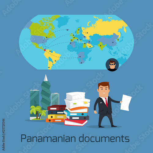 Panamanian Documents Scandal Concept Flat Vector