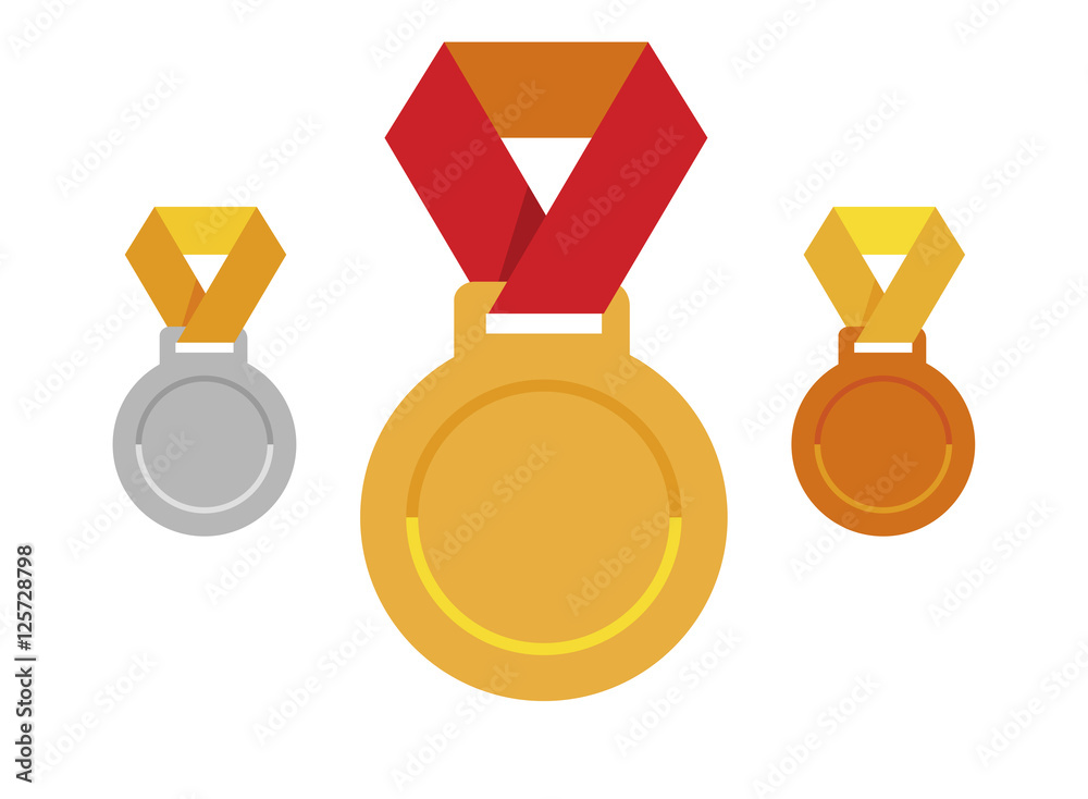 Set of medals icons; Gold medal icon; Silver medal icon; Bronze medal