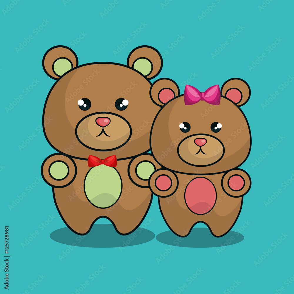 Fototapeta premium cute bear stuffed icon vector illustration design