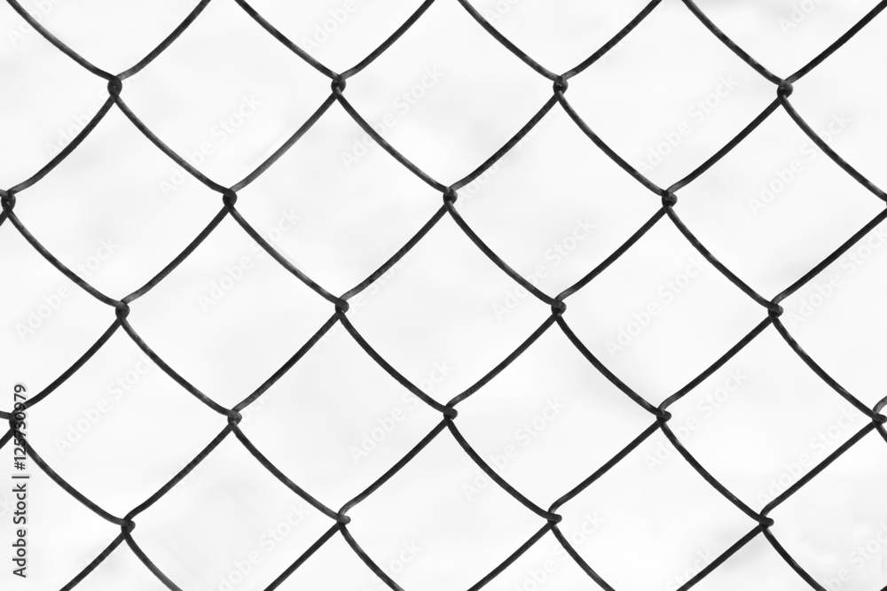 Fototapeta premium background of iron chain net fence in black and white