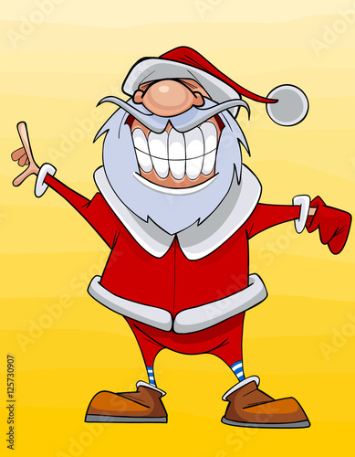 cartoon character Santa Claus with joy and smiles