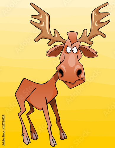 cartoon moose character looks angrily