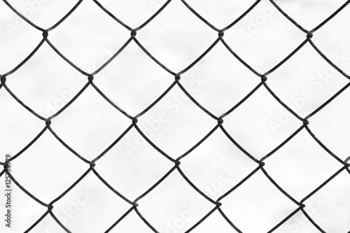 background of iron chain net fence in black and white