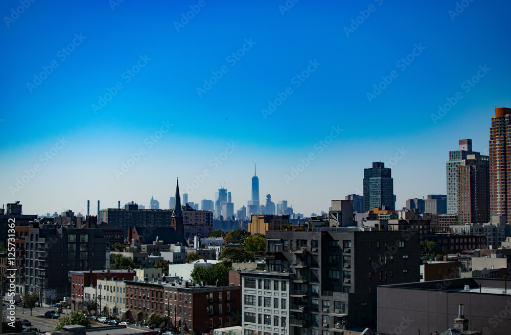 View of North Queens with Lower Manhattan in the Background on a very clear day - Urban Skyline