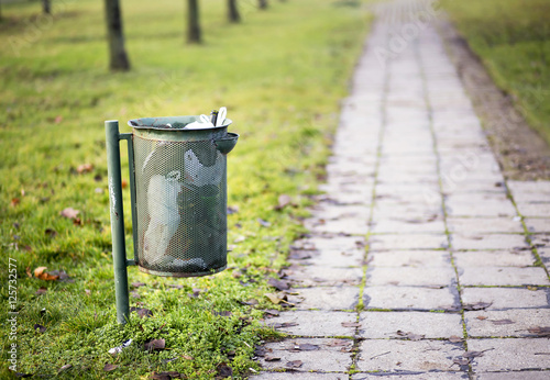 Environment concept - trash can and pathway