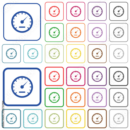 Speedometer color outlined flat icons