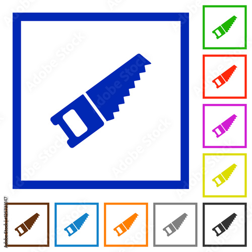Hand saw flat framed icons