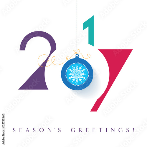 Seasons greetings. Happy New 2017 year. Colorful, contemporary design. Illustration. 