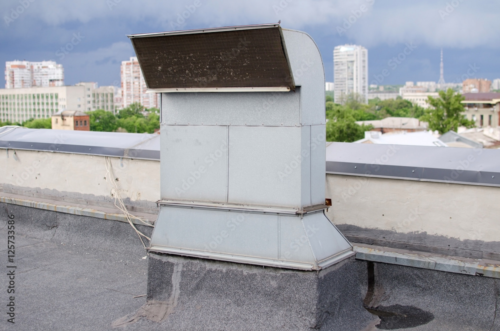 View to the constructions on the roof 
