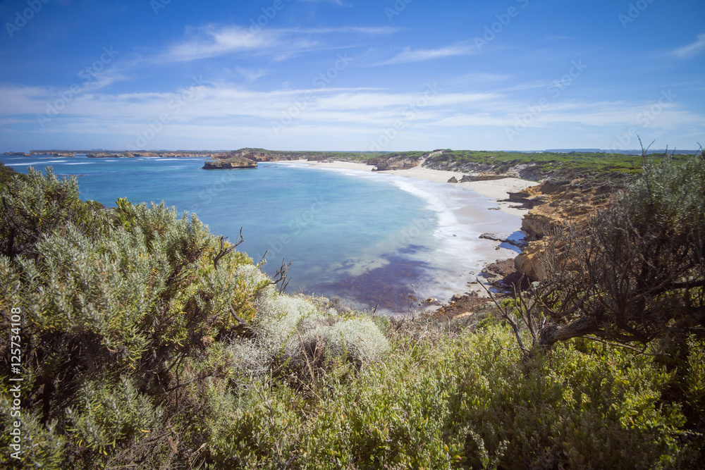 Coast with beaches at the Great Ocean Road in Australia