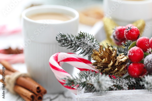 Cup of coffee with Christmas sweetness