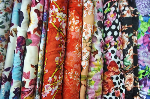 Fabric patterns in textile shop