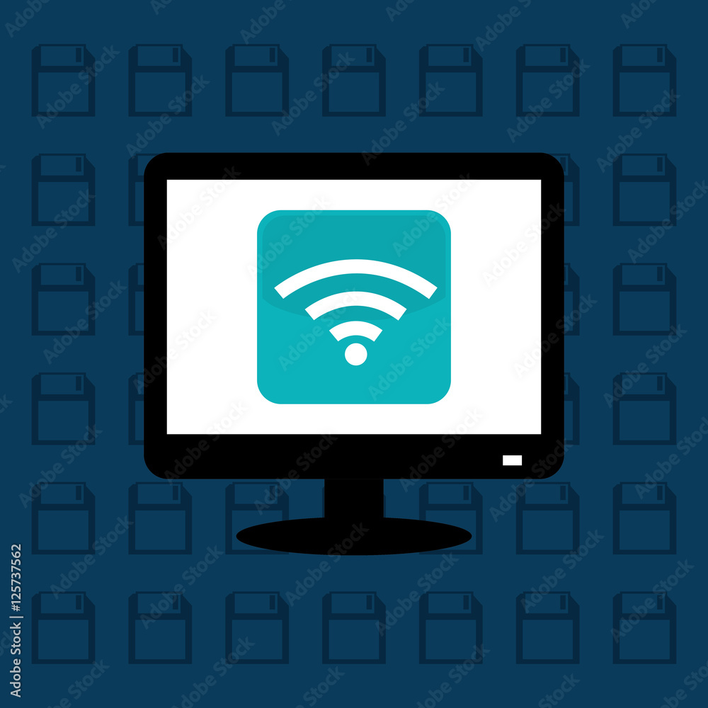 Computer wifi technology icon vector illustration graphic design Computer wifi technology icon vector illustration graphic design
