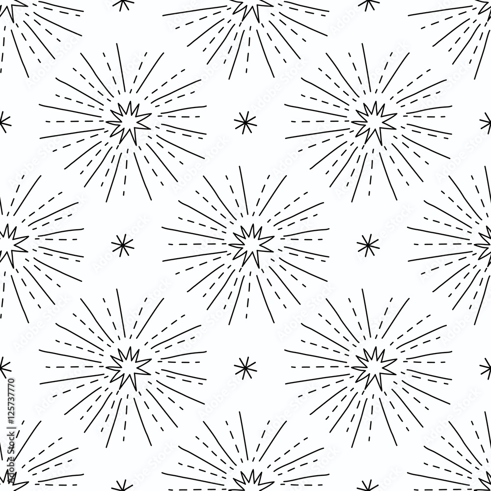 Obraz premium Seamless pattern doodle fireworks.
