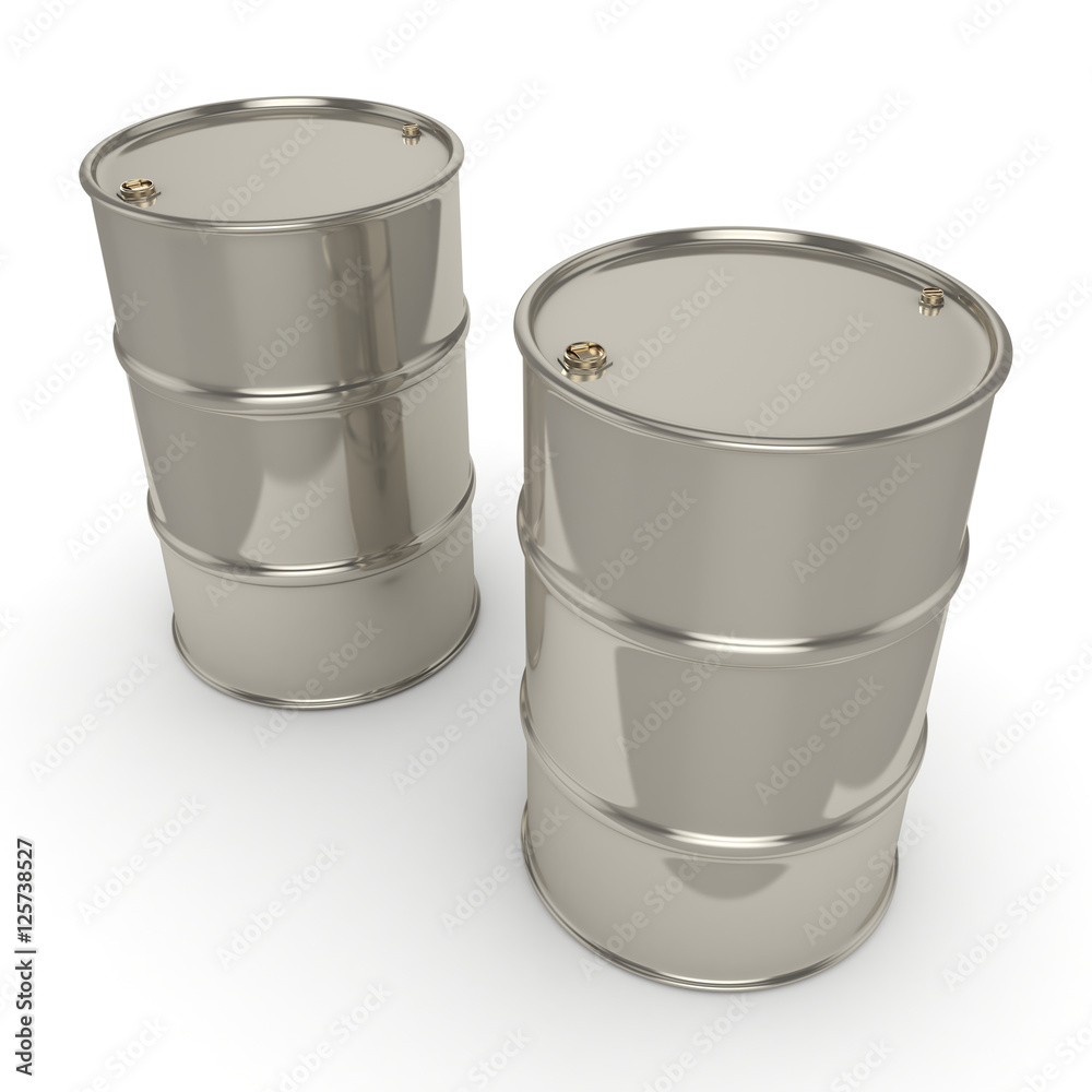 3D rendering Many chrome barrels 3D rendering Many chrome barrels