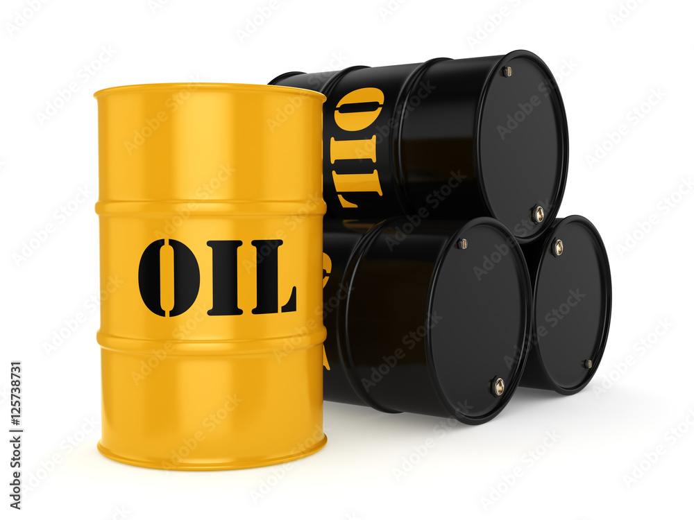 3D rendering Black oil barrels 3D rendering Black oil barrels
