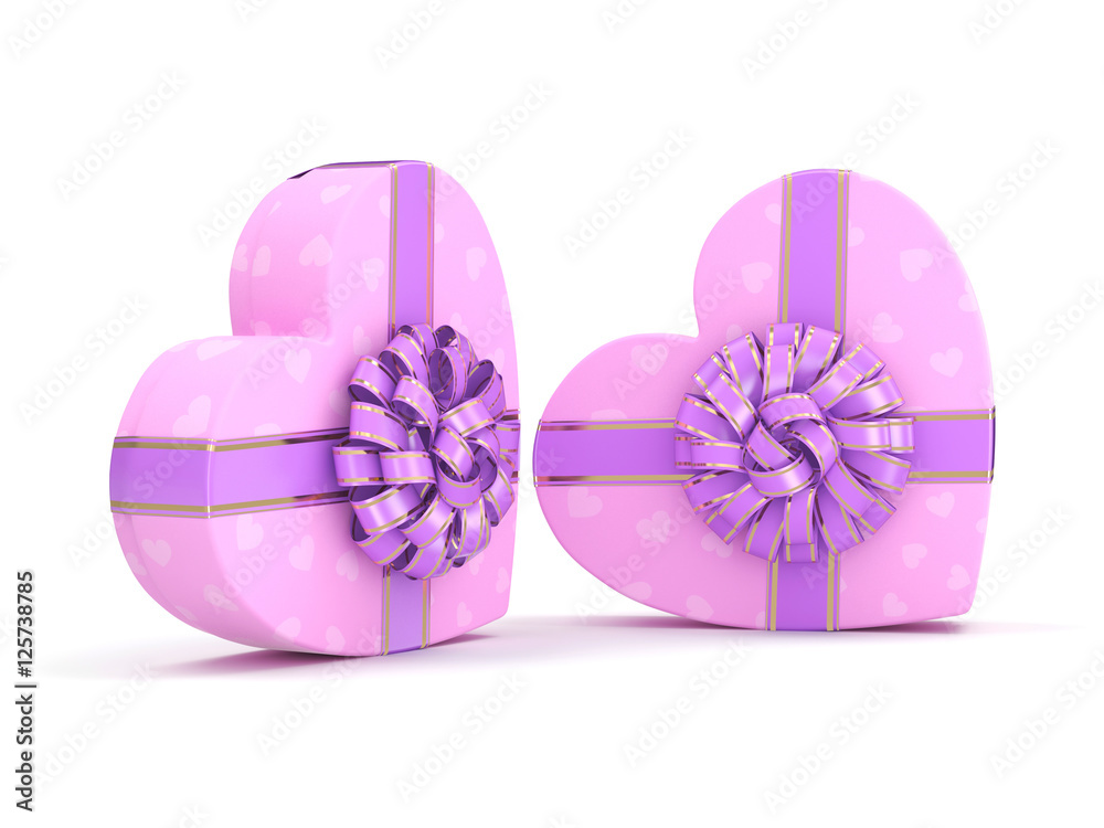 3D rendering Pink boxes heart 3D rendering Pink boxes heart