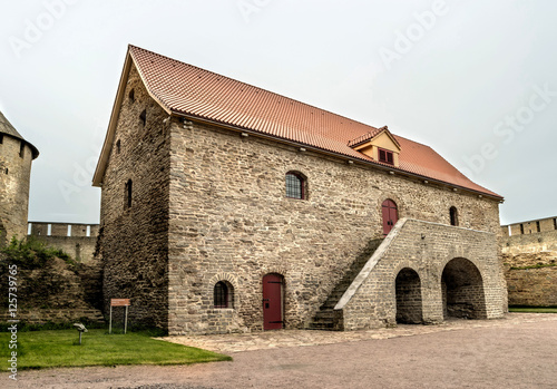 Russian medieval castle in Ivangorod. Located on the border with Estonia, not far from St. Petersburg. The photo shows a powder magazine.