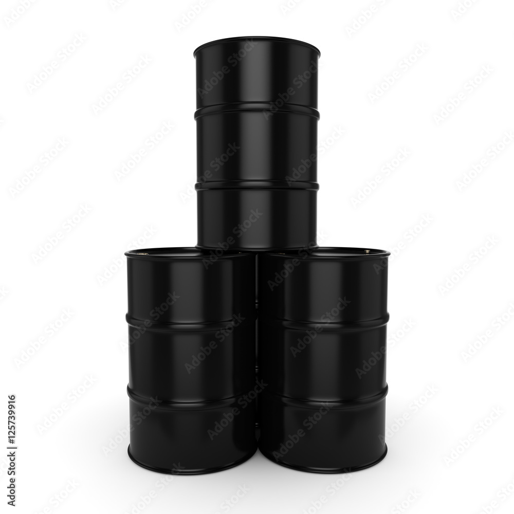 3D rendering black barrels 3D rendering black barrels