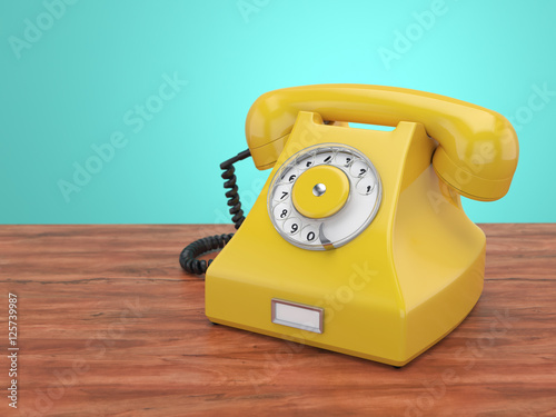 3D rendering old yellow phone