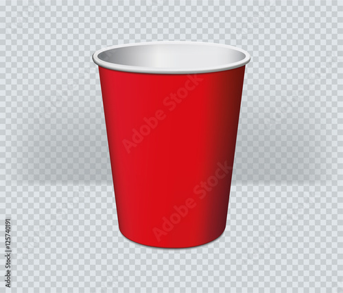 Red glass vector illustration. Realistic. 3D.