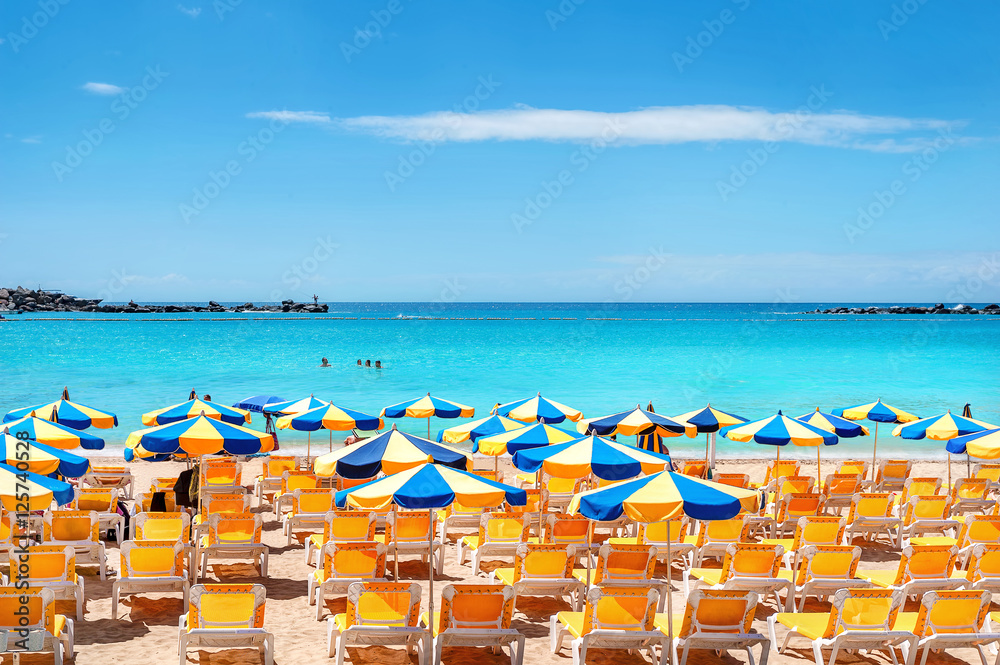 Decke mit Foto mit Amadores Strand auf Gran Canaria #125740528