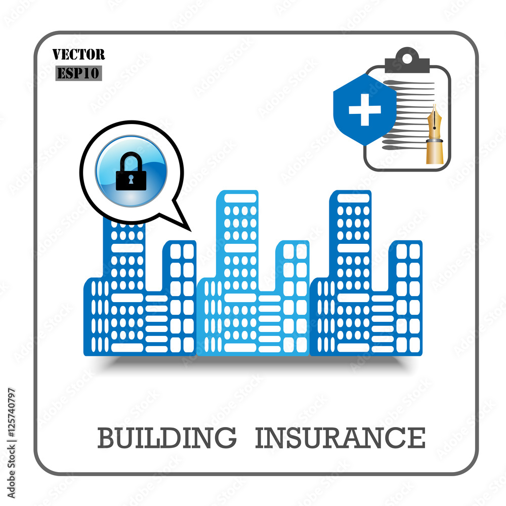Building insurance. Vector insurance icons.