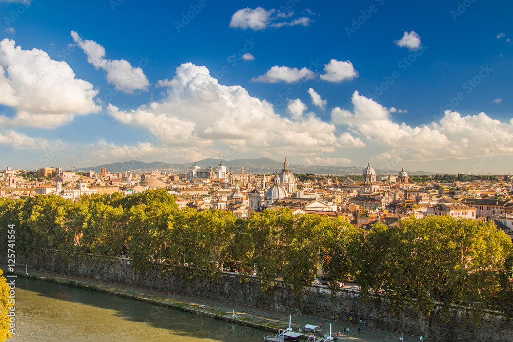 Obraz premium Panoramic view of Rome from Castel Sant'Angelo, Italy.