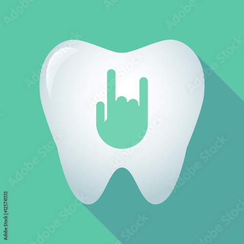 Long shadow tooth icon with a rocking hand