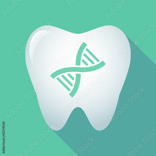 Long shadow tooth icon with a DNA sign