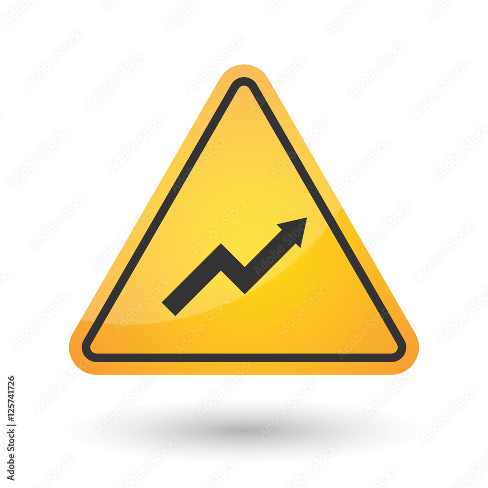 Isolated danger signal icon with a graph Isolated danger signal icon with a graph