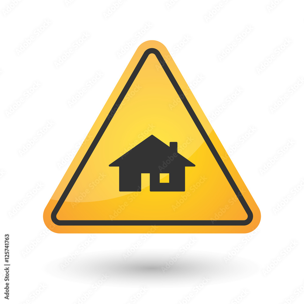 Isolated danger signal icon with a house Isolated danger signal icon with a house